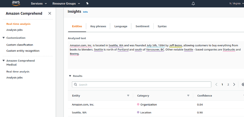 Amazon Comprehend
